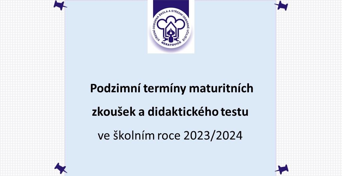 Podzimní termíny maturitních zkoušek ve školním roce 2023/24